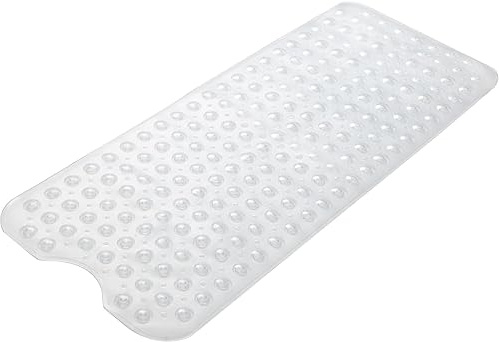 ADOV Alfombrilla Antideslizante para Bañera, Alfombrilla de Ducha Extra Larga 100 x 40 cm con 200 Ventosas, Agujeros de Drenaje, Lavable a Máquina, Antimoho, PVC para Bañeras y Duchas