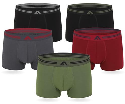 FM London, Boxer da uomo super morbidi in bambù, confezione da 5, senza etichetta, elasticizzati, in materiale ecocompatibile
