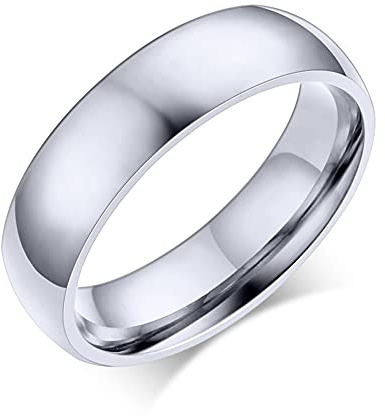 Vnox Personalizza l'incisione 6 mm di larghezza in acciaio inossidabile semplice anello a fascia nuziale per donna uomo, incisione gratuita, Taglia 25
