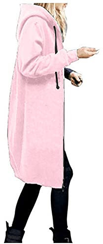 Vasreyy Pelzjacke Damen Shownicer Streetwear Women Coat Winter Frauen Einfarbig Lang Kapuzenjacke Hoodie Mit Kapuze Herbst Winter Warm Mantel Kapuzenpullover Winterjacke Long Coat Women (Pink, M)