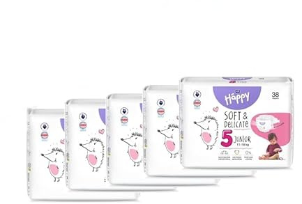 Pannolini Bella Baby Happy CARTONE Taglia 5 (11-18kg) – 5 Confezioni x 38 pezzi = 190 pannolini