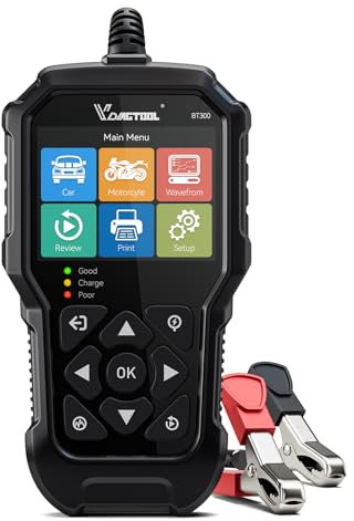 Car Battery Tester 6V 12V VDIAGTOOL BT300, 5-3000 CCA Battery Load Tester, Starter Alternator Tester Automotive Charging Cranking System Analyzer, Batteries Checker for Car Truck Motor SUV Boat