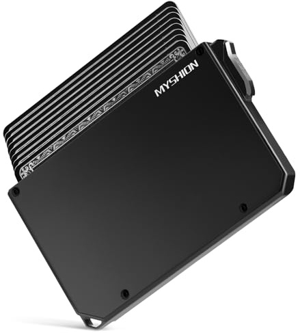 MYSHION Metall Kartenetui Herren mit Geldklammer, Minimalist Pop-Up Slim Wallet, RFID Schutz, Karten Portemonnaie mit Aufhängeloch, Aluminium Card Holder für 6–8 Karten - Schwarz
