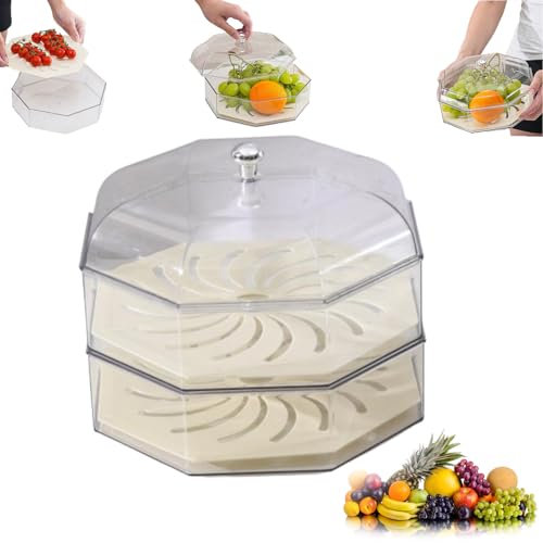 Corbeille Fruit Anti Moucheron,ruit Bowl with Fly Protection,Corbeille À Fruits Anti Moucherons avec Couvercle,Fruit Bowl with Lid,Coupe A Fruit Deux Etage,Garde Manger Fruits Légumes,Panier Fruit