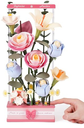 ROBOTIME 3D Puzzle Flower Cluster Building Set, Blooming Bouquet Decorative Artificial Flower Model Kit with Box, Craft Gift for Adults Women Girl Birthday Valentines Mothers Day Home Decor