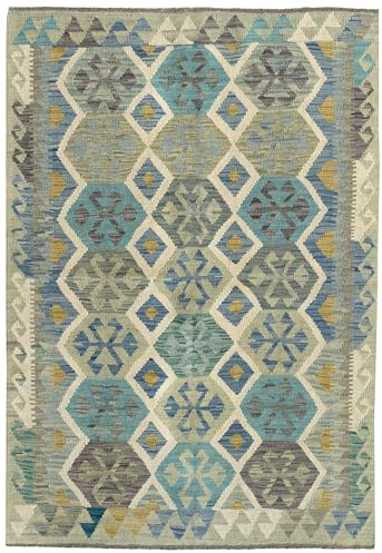 HAMID - Tappeto Kilim Herat, Tappeto Kilim, 100% Lana, Tessuta a Mano, Etnico per Soggiorno, Camera da Letto, Sala da Pranzo (168x117cm)