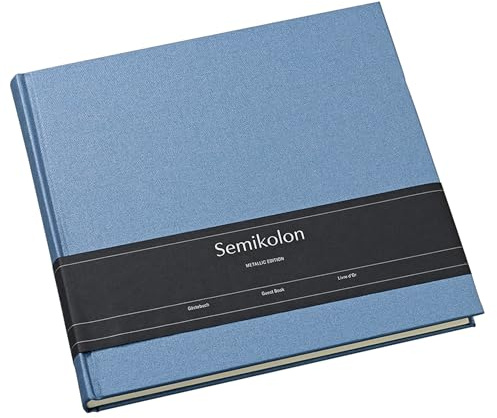 Semikolon 600086 Libro degli ospiti - 25 x 23 cm - con 180 pagine bianche da personalizzare, segnalibro - Edizione metallizzata Electric Midnight