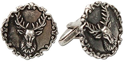 Alpenflüstern Trachten-Manschettenknöpfe Hirschkopf antik-Silber-Farben API039