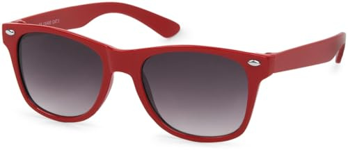 styleBREAKER Gafas de sol Kids Nerd con montura de plástico y lentes de policarbonato, diseño clásico retro 09020056, color:Marco Rojo/delineado vidrio gris