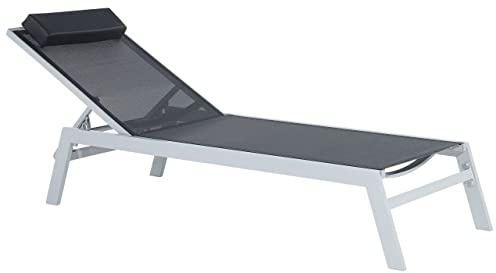 Beliani Gartenliege Liegestuhl Sonnenliege Relaxliege Schwarz Aluminium Mesh Catania II