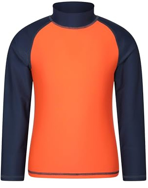 Mountain Warehouse Kids Rash Vest - UV Protection Rash Guard, Long Sleeves Childrens Rash Shirt, Flat Seams, Quick Drying, Stretch Fabric - Spring Summer, Swimming Orange Kids Size 11-12 Years