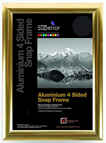 Stewart Superior A2 Aluminium 4 Sided 25mm Front Loading Picture/Poster Snap Frame - Polished Gold Finish