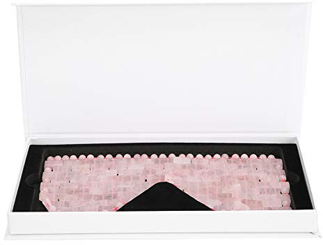 Masque pour les Yeux en Pierre de Jade, Masque pour les Yeux de Sommeil Rafraîchissant, Masseur de Traitement des Yeux par le Froid, Masque de Sommeil pour les Yeux du Visage pour les(Quartz Rose)