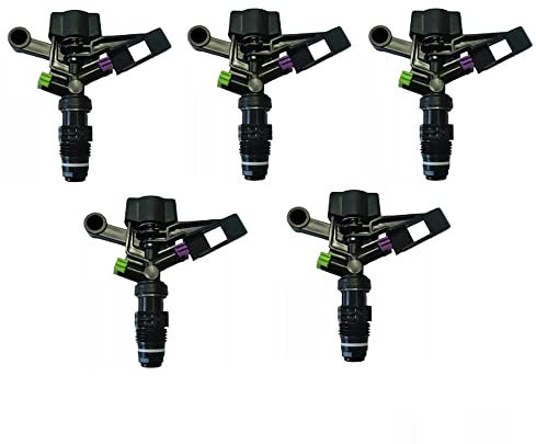 [Pack 5] Aspersor de riego Circular Conector Macho de 1/2. Aspersor para jardín 360. Herramienta de riego Circular. Aspersor con un Alcance de 15m. Boquilla de 3.5 * 2.5.