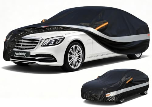Holthly Funda Impermeable para automóvil sedán de 10 Capas, para Todo Tipo de Clima, 100% Impermeable, para Exteriores, Lluvia, Nieve, protección contra el Polvo, Ajuste Personalizado para Audi A8,