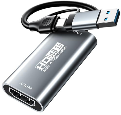 XIIXMASK Capturadora Video HDMI 4K con USB 3.0/USB C, Grabación de Audio y Video en 1080P@60Hz, 2K@30Hz para Enseñanza, Transmisión, Juegos y Videoconferencia