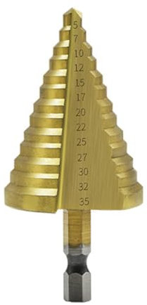 ANBOO Step Drill Bit, 5-35MM Titanium Coated Cone Cutter, Step Drill Bit For Metal Cone Drill Bit for Plastic Wood Metal Aluminum Iron DIY