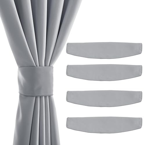 PONY DANCE Fermatende e Raccogli Tenda Ferma con Calamita Fermatenda Decorativa Moderne 4 Pezzi 47x10 CM, Grigio Chiaro
