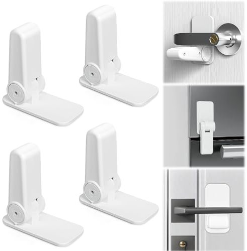 Türhebelschlösser für Kindersicherung, Darryy 4 Stück Kindersicherung für Türklinken, Babysicherer Türgriffhebel, Kleinkinder und Haustiere, Selbstklebend, ohne Schrauben oder Bohren