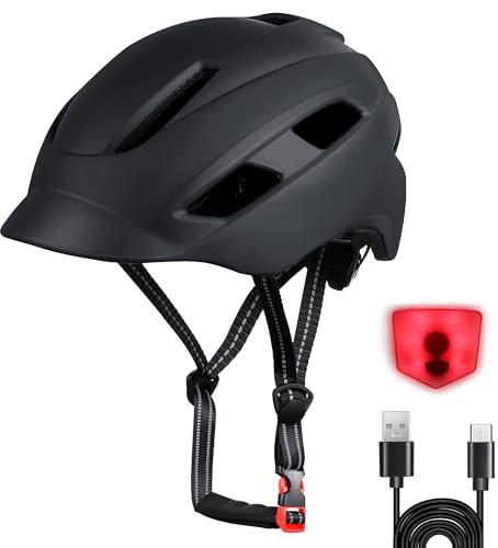 Fahrradhelm Erwachsene Fahrradhelms Herren & Damen, Leichter Fahrradhelm mit LED-Licht, Radhelm, Trekking-, City- & Rennradhelme 57–62 cm