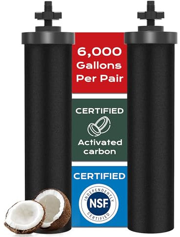 NSF/ANSI 42&372 Certified Water Filter,Gravity Water Filter Replacement for Berkey® BB9-2® Black Purification Elements and Berkey® Gravity Filter System, 2 Pack