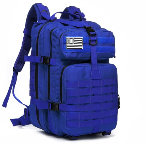 GUJOIN Mochila de nailon resistente al agua de 50 l, para pesca, caza, al aire libre, militar, táctica, deportes, camping, senderismo, azul, 50 Lang
