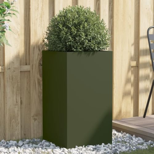 ShGaxin Jardinera de Acero Laminado en frío Verde Oliva 42x38x75 cm, Huerto Urbano Terraza, Jardineras Exterior, Jardineria Maceteros, Mesa De Cultivo, Huerto En Casa - 841580