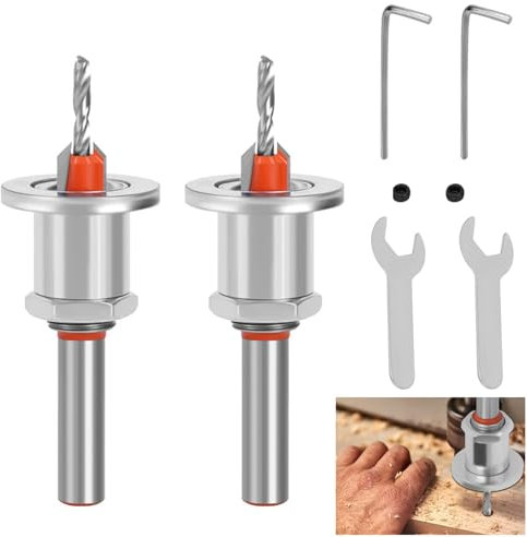 Broca Avellanadora Con Tope De Profundidad Ajustable, Broca Avellanadora Avellanadora de Aleación, 2 piezas, avellanador de 8 mm con tope de profundidad, con avellanador, para carpintería