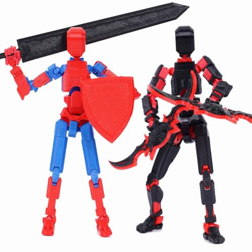 DKIIL NOIYB T13 Action Figure, 2pcs Bereits Montiert S13 Figure, Titan 13 Action Figure mit 4 Waffen 6 Händen, Dummy T13 3D Printed Multi-Jointed Movable Actionfiguren Lucky 13 Figures