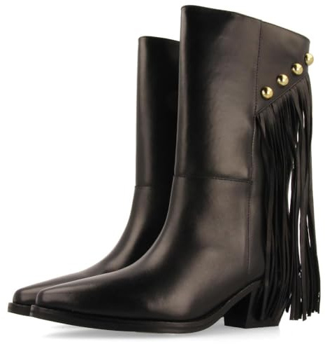 Botas TACÓN Piel Flecos Y TACHAS Brunswick