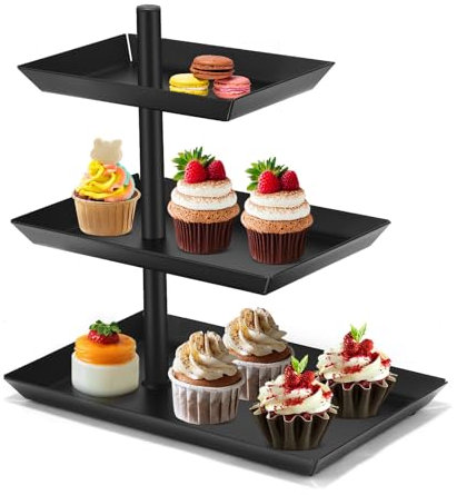 Neulriscn Alzata per Torta in Cartone, 3 Ripiani Cupcake Supporti per Tè Pomeridiano, Espositore per Dolci e Cupcake per Frutta, Cibo,Crostata Uova,Forniture Feste di Compleanno