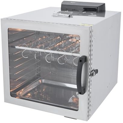 Mat dehydrator, torkmaskin med temperaturregulator (30–90 °C), torkare, uttorkning, torkar frukt, kött och frukt, 1 000 watt, 10 våningar torkningsrum rostfritt stål