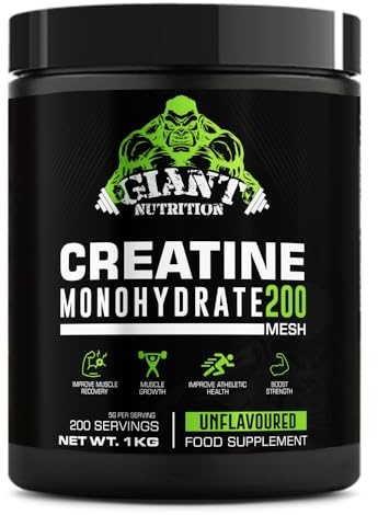 Giant Nutrition - 1KG Creatine Monohydrate Creatine, Boost Muscle Mass, Bulk & Strength, Excellent Pre & Post Workout for Men & Women, Energy & Performance