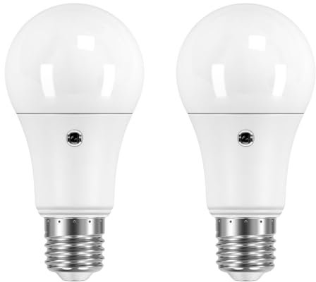 Bratek 2 Lampadine Crepuscolari a Doppio Sensore da Esterno E27 LED A60 9W 4000k - Lampade Crepuscolare da Esterno Luce Naturale - 820 Lumen Equivalenti Lampadine 60W a Incandescenza o 45W Alogene