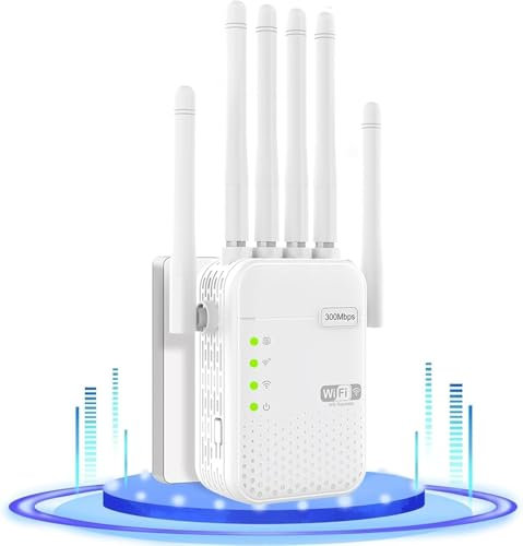 Repetidor WiFi,Repetidor WiFi Largo Alcance,Señal Cobertura hasta 1200 Metros Cuadrados,Amplificador Señal WiFi,6 Antenas Externas,2 Puertos WAN/LAN,Amplificador/Extensor de WiFi,Instalación Sencilla