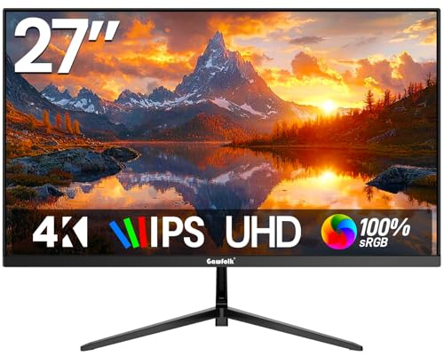 Gawfolk Monitor 27 Pollici 4K Ultra HD, IPS 3840x2160, 60Hz, Design Senza Bordi, per Home Office e Business, Connettività DP/HDMI, Montaggio VESA 75x75mm
