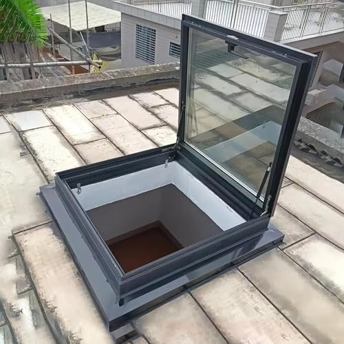Lucernario tetto House, finestra per tetto con telaio in lega di alluminio e maniglia in metallo, lucernario con installazione su tetto con doppio vetro temperato, per soffitta/veranda(90x90cm/35.4x35