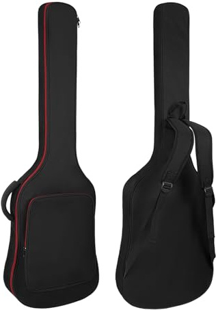 HOHIYO Housse pour guitare basse 0,38 pouces/10 mm Rembourrage étanche pour basse électrique Sac à dos avec sangle de protection de la nuque et poche Bandoulière réglable Noir