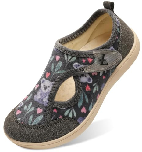 JIASUQI Womens Barefoot Slippers Wide Toe Box Diabetic Shoes Arthritis Adjustable Walking Shoe Ladies Swollen Feet Winter House Shoes for Indoor Outdoor