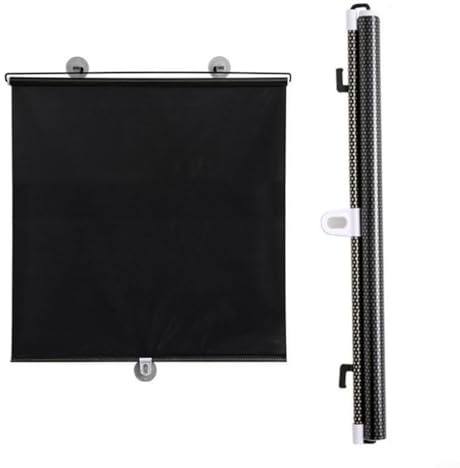 Alanmoship Blackout Roller Blind Suction Cup No-Drill Retractable Sunshade Roller Blinds, PVC Blackout Window Shade For Home, Office, 125×45cm