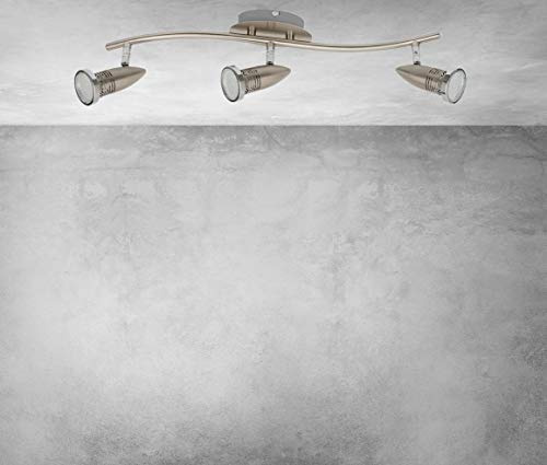 Trango 3-flammig 2005-032 LED Deckenleuchte *ANY* inkl. 3x 3 Watt GU10 LED Leuchtmittel in Edelstahl-Optik I Deckenlampe I Deckenstrahler I Deckenspots I Wohnzimmer Lampe schwenkbar und drehbar