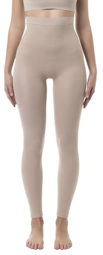FarmaCell 133 (Cipria, S/M) Leggings Anticellulite Donna Massaggianti a Vita Alta, Made in Italy