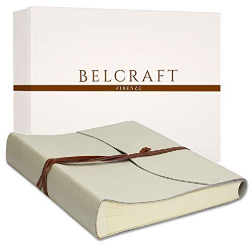 Capri Fotoalbum aus Leder, Handgearbeitet in klassischem italienischem Stil, Geschenkschachtel inklusive, A4 (23x30 cm) Elfenbeinfarben