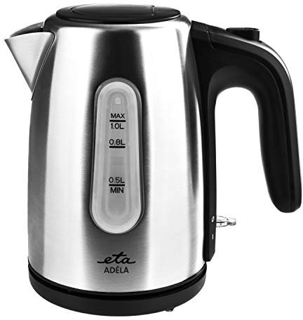 ETA Wasserkocher Edelstahl Adéla - 1 Liter, 1600W, Wasserstandsanzeige, Thermosicherung
