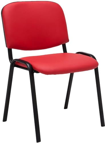 CLP Stapelstuhl Ken I Konferenzstuhl Mit Kunstleder-Bezug I Schwarzes Metallgestell, Farbe:rot