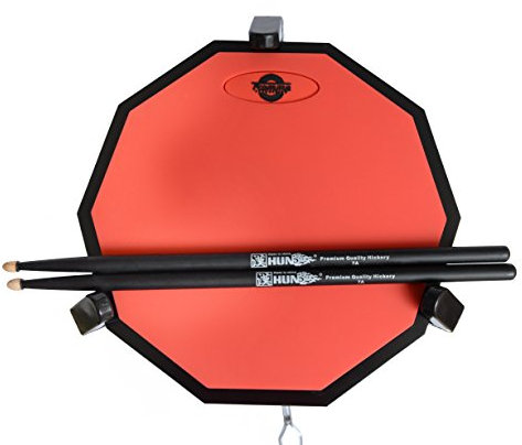 Tromme Trommel-Übungspad & Tragetasche - 12 Zoll - Silikon - Holzsockel mit echtem Trommelgefühl - Üben Sie leise - Sticks und Ständer nicht im Lieferumfang enthalten (rot)