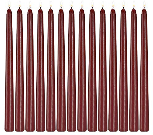 Howemon 14 Pack Dark Red Taper Candles 12 Inch Tall 3/4 Inch Thick Burn 10 Hours (Burgundy)