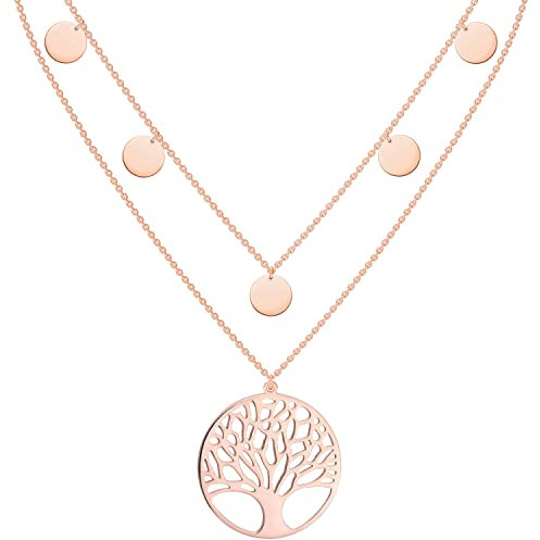 Reskthetic® - Lebensbaum Kette verstellbare 5 Coin Damen Halskette I Frauen Lebensbaumkette in Rosegold aus Edelstahl I Baum des Lebens Kette…