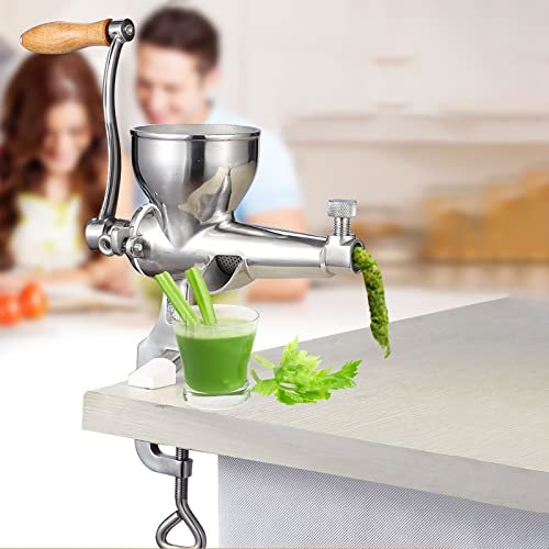 Nc Toys Spremiagrumi Manuale, Spremiagrumi Manuale 2,2 Pollici per Erba Grano, con Accessori Multipli, Estrattore di Succo per Uso Alimentare in Acciaio Inossidabile, Spremiagrumi Lento a coclea Home