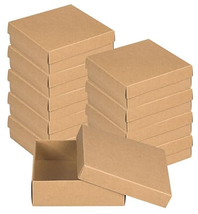 Faltschachtel 15,5 x 15,5 x 5 cm, Braun, Deckel, Kraftkarton, für Geschenke - 10er Set